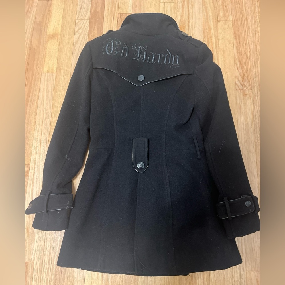 Vintage Ed Hardy Christian Audigier Coat Military Jacket Embroidered Size XS